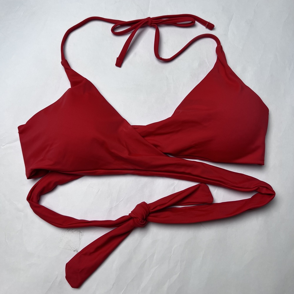 Shekini Bikini Wrap Top Halter Red with Pads